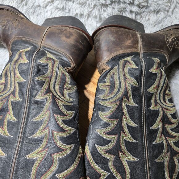 Vintage Tony Lama Mens 13D Buckaroo Leather Western Tall Shaft Embroidered Boots - Picture 11 of 16